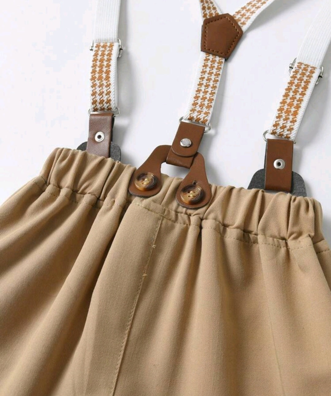 Gentleman Suit White Shirt, Chino Pants, Suspenders and Bowtie