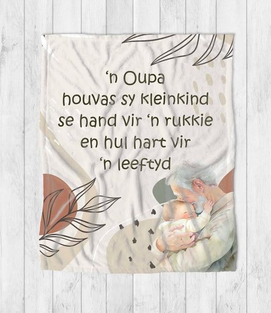'n Oupa houvas sy kleinkind Blanket