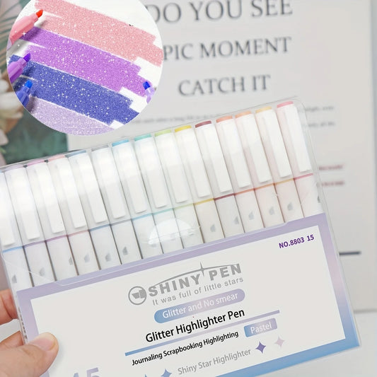 15-Pack Sparkle Glitter Highlighters Art Shimmer Marker Pens