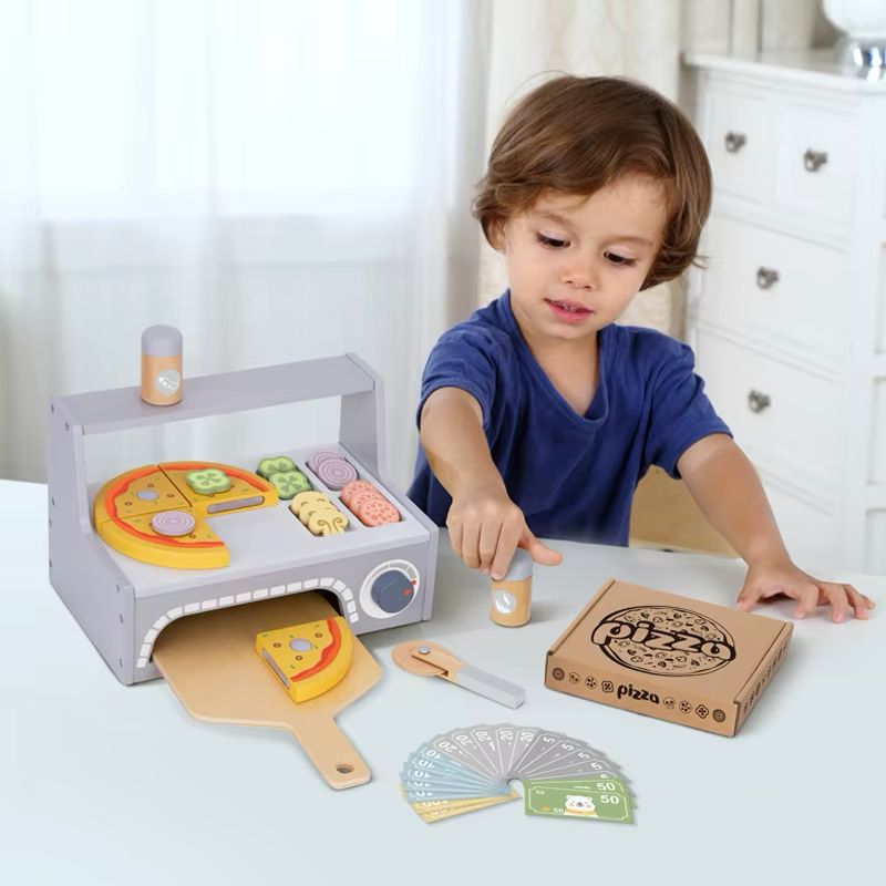 TookyToy Pretend Play Wooden Pizza Oven