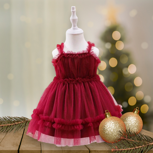 Maroon Mesh Dress