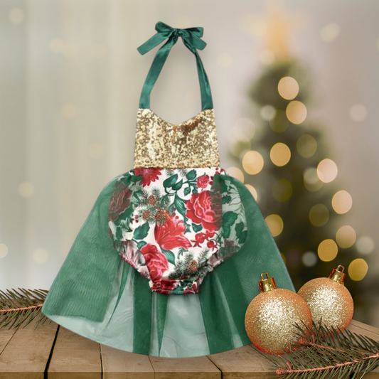 Green Floral Romper with Romantic Tutu&nbsp;