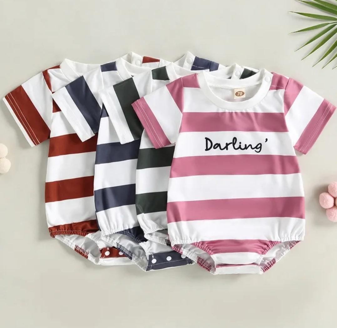 Darling Striped Romper Pink