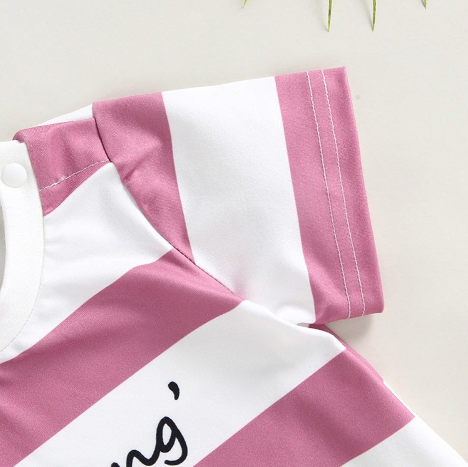 Darling Striped Romper Pink