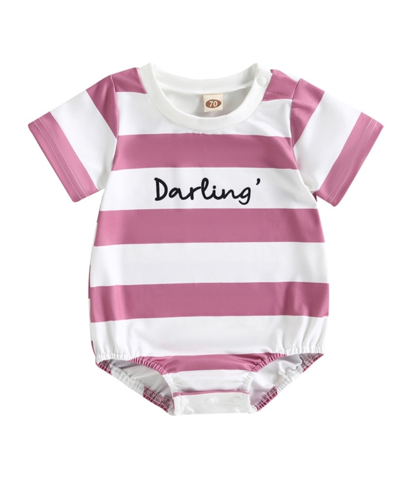 Darling Striped Romper Pink
