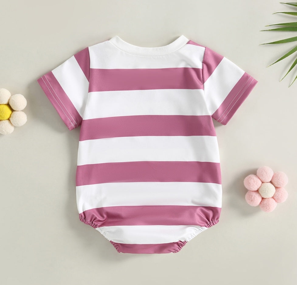 Darling Striped Romper Pink