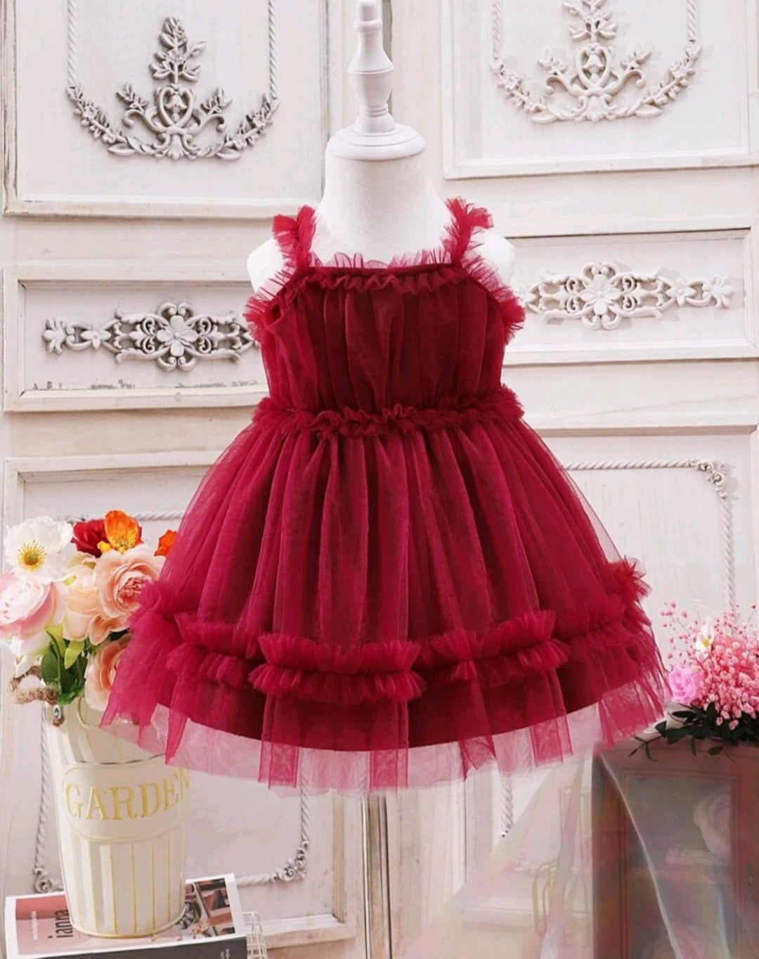 Maroon Mesh Dress