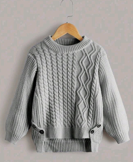 Gray Cable Knited Crew Neck Sweater,&nbsp; Gender Neutral