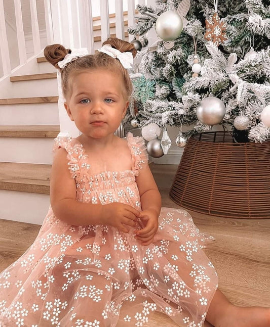 Pink Daisy Tulle Romper