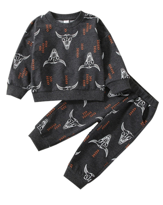 Skull Crew Neck Sweatshirt and Pants