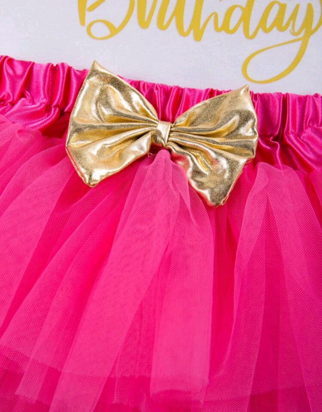 First Birthday Outfit will  Long Sleeve, Cerise Pink Tutu and Headband
