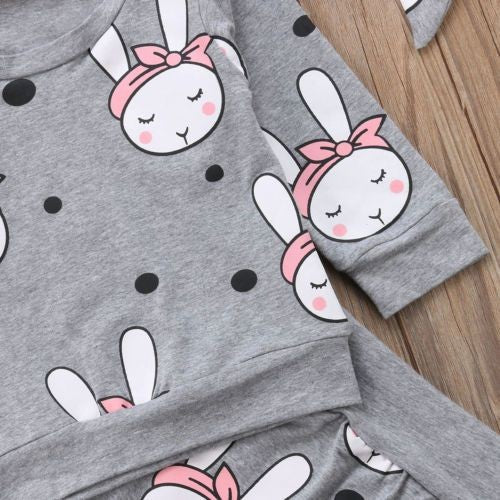 Gray Crewnek Bunny Casual Wear with Headband