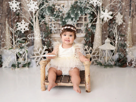 Ivory Feather Romper  with Lace Detail