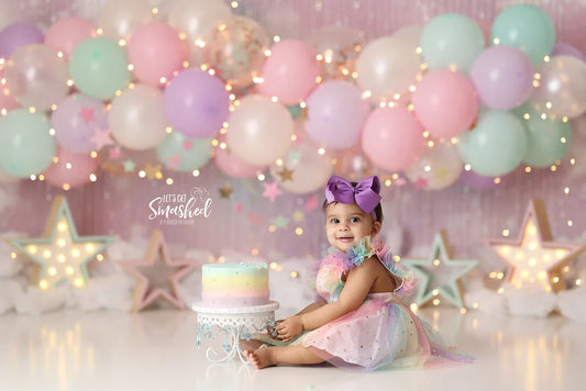 Rainbow Star Tulle Mesh Dress