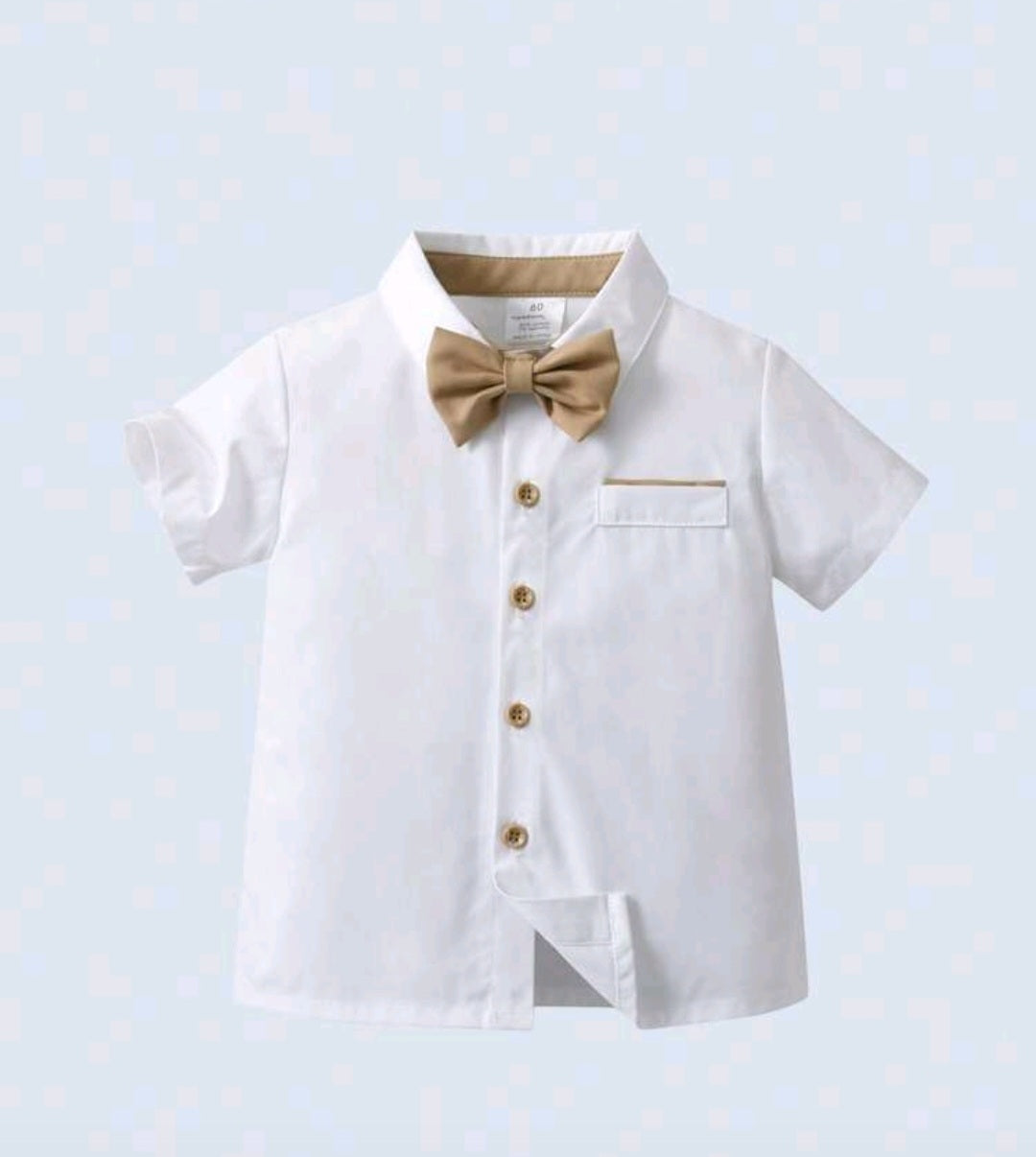 Gentleman Suit White Shirt, Chino Pants, Suspenders and Bowtie